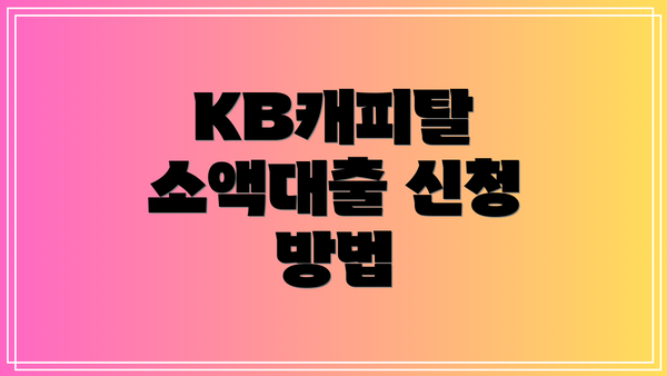 KB캐피탈 소액대출 신청 방법