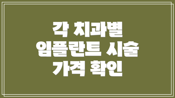 각 치과별 임플란트 시술 가격 확인