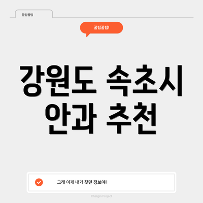 강원도 속초시 안과 추천