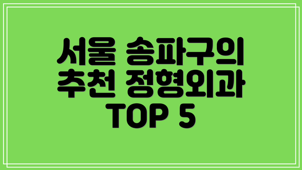 서울 송파구의 추천 정형외과 TOP 5