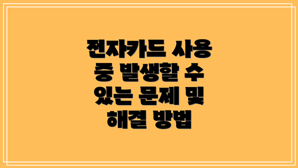 전자카드 사용 중 발생할 수 있는 문제 및 해결 방법