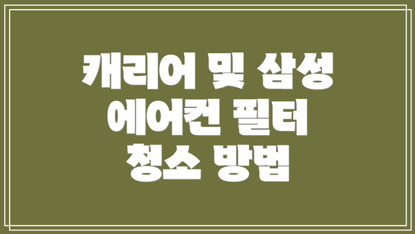 캐리어 및 삼성 에어컨 필터 청소 방법