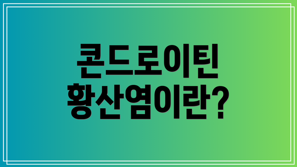 콘드로이틴 황산염이란?