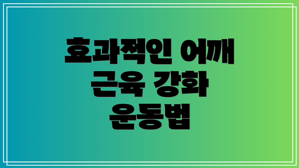 효과적인 어깨 근육 강화 운동법