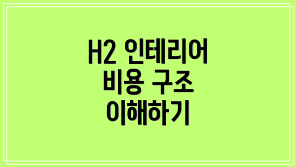 H2 인테리어 비용 구조 이해하기