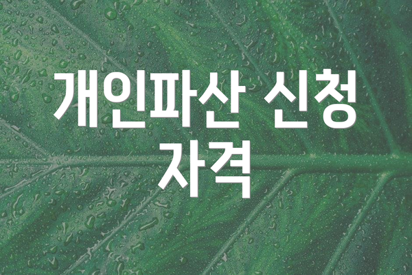개인파산 신청 자격