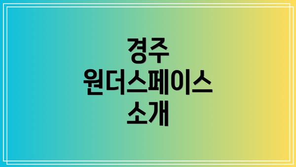 경주 원더스페이스 소개