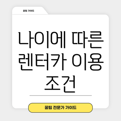 나이에 따른 렌터카 이용 조건