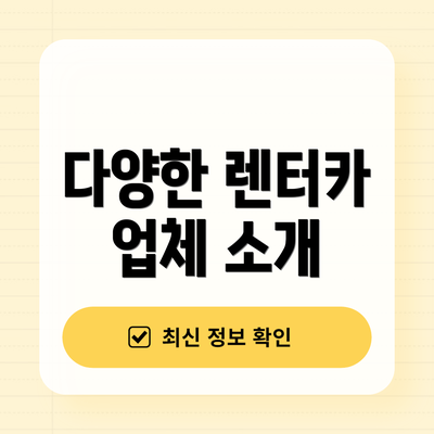 다양한 렌터카 업체 소개
