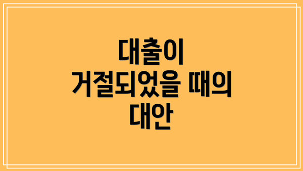 대출이 거절되었을 때의 대안