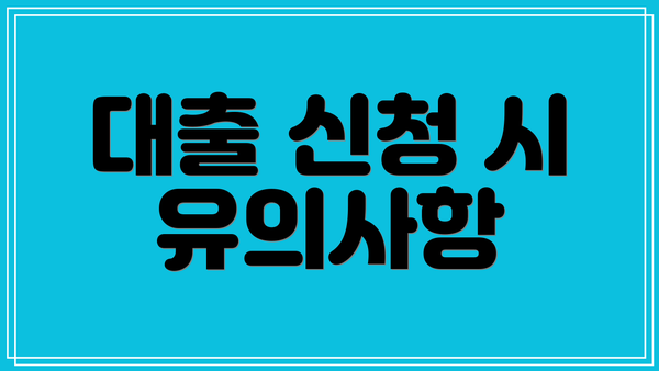 대출 신청 시 유의사항