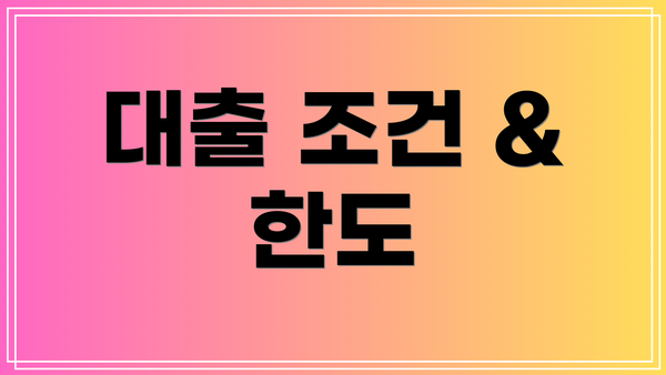 대출 조건 & 한도