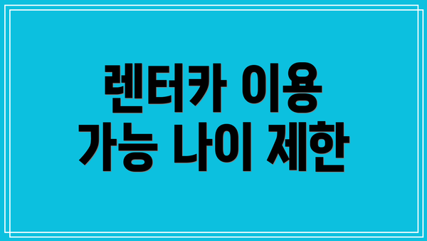 렌터카 이용 가능 나이 제한