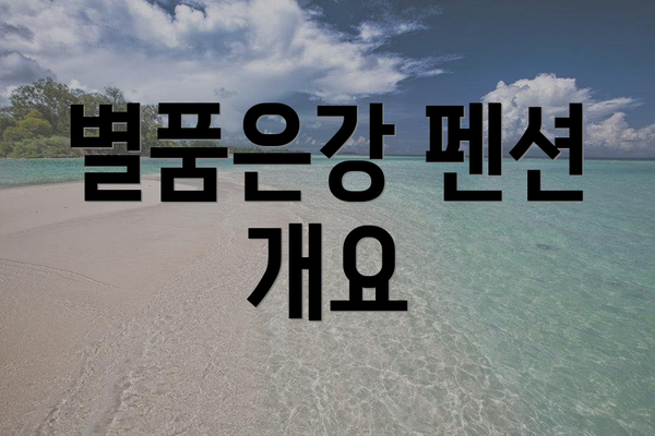 별품은강 펜션 개요