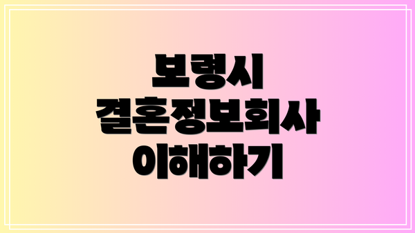 보령시 결혼정보회사 이해하기