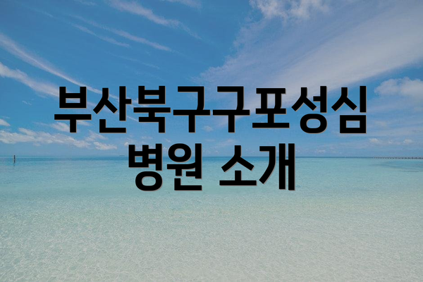 부산북구구포성심병원 소개