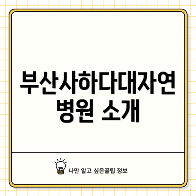 부산사하다대자연병원 소개