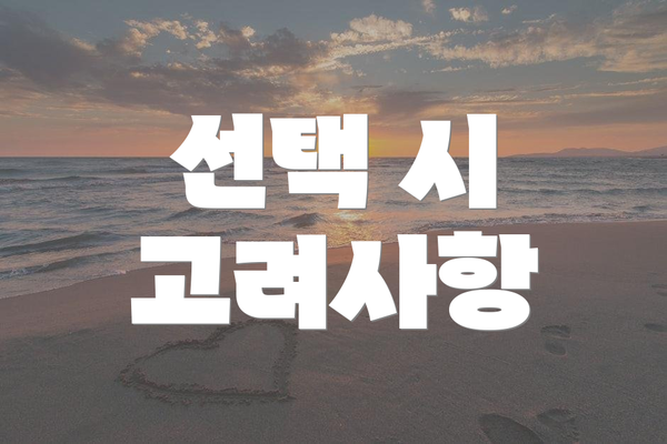 선택 시 고려사항
