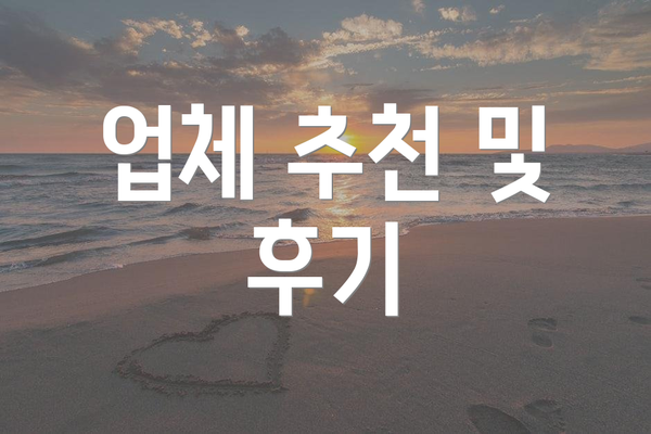 업체 추천 및 후기