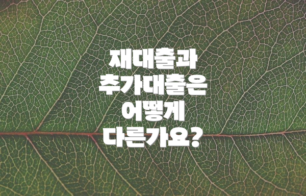 재대출과 추가대출은 어떻게 다른가요?