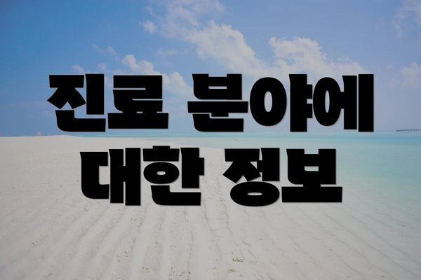 진료 분야에 대한 정보