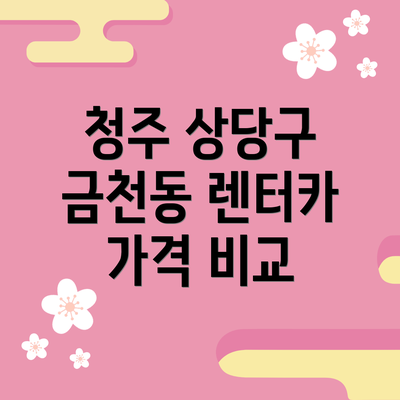 청주 상당구 금천동 렌터카 가격 비교