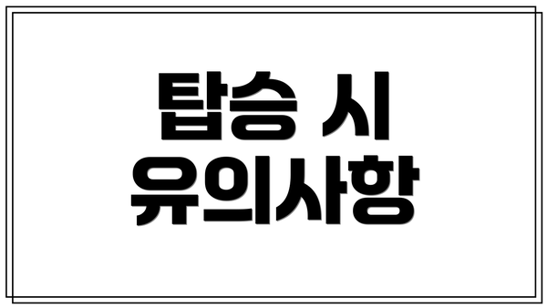 탑승 시 유의사항
