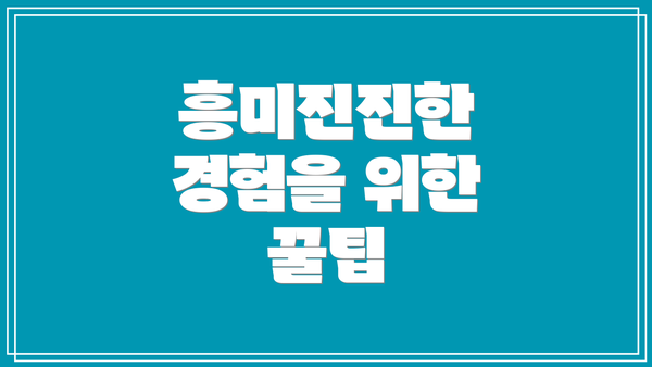 흥미진진한 경험을 위한 꿀팁