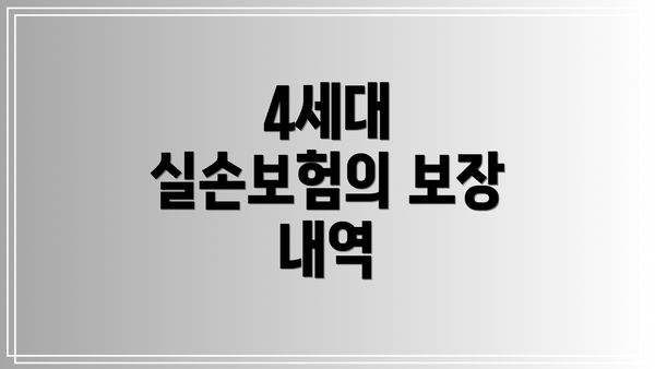 4세대 실손보험의 보장 내역