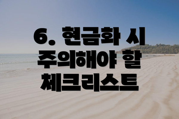 6. 현금화 시 주의해야 할 체크리스트